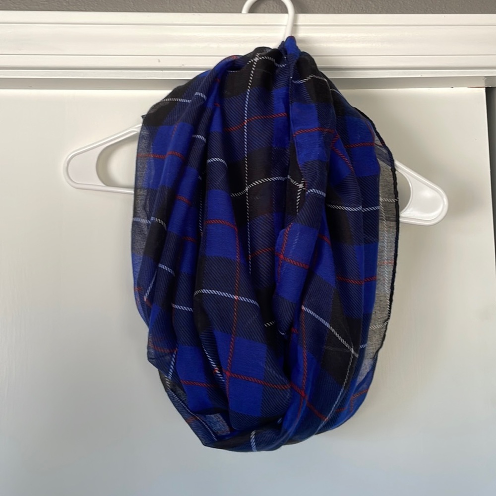 Plaid infinity scarf.
